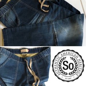 🆕👖 Drawstring Waist Relaxed Denim Medium Wash SO